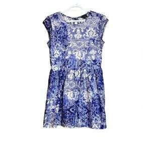 Top shop blue and white lace short sleeve …